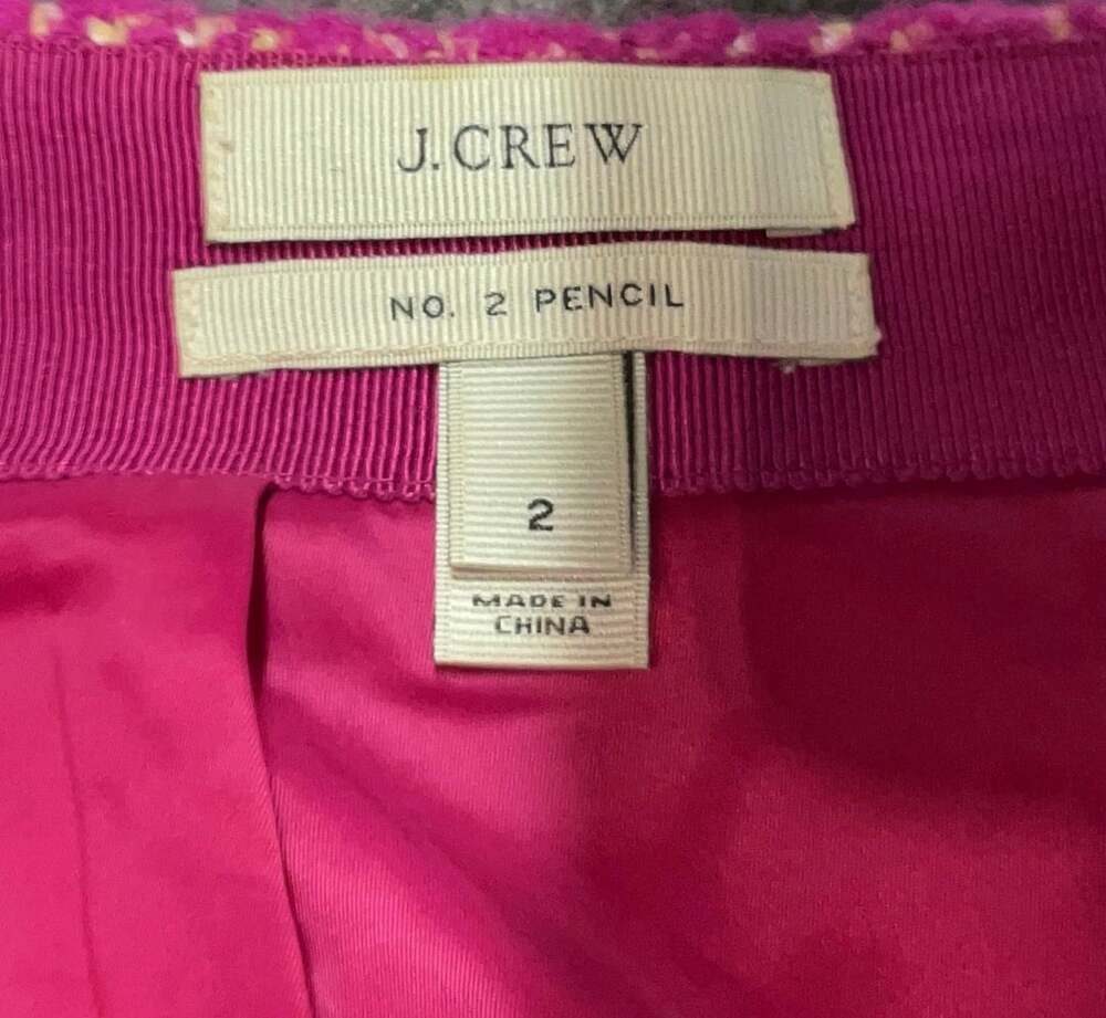 J.Crew No. 2 Pencil Skirt Pink Wool Blend Diamond Tweed Size 2 - Picture 5 of 6